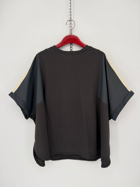 MUST BUY 【146】ショルダーライン 異素材ミックス トップス